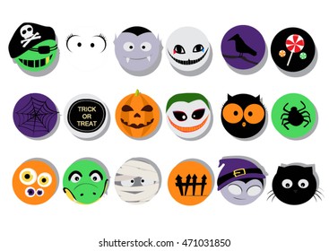 Halloween icon character  set vector illustration
