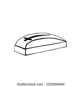 Halloween icon. Coffin icon. Vector 3d illustration in dodles style. Line art. Outline art isolate on white background.