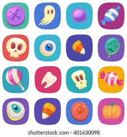 Halloween icon design elements. Halloween symbols collection. Set of flat design halloween icons