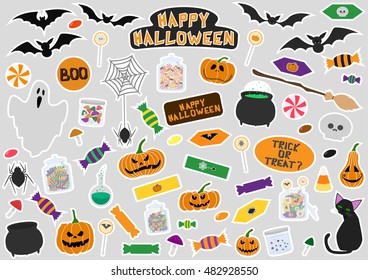 Halloween icon design set; Halloween vector illustration; Halloween stiker set