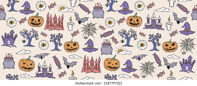 Halloween icon, doodle illustrations, vector.