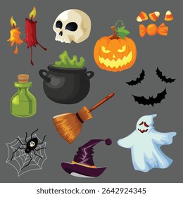 halloween icon element symbol collection set
