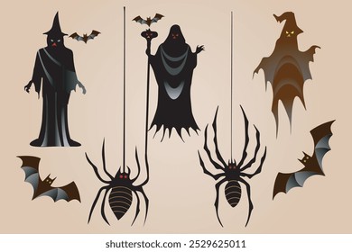 Halloween icon for Halloween festival day. Halloween icon set. Silhouette style creepy design