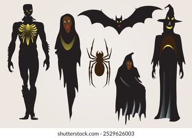 Halloween icon for Halloween festival day. Halloween icon set. Silhouette style creepy design