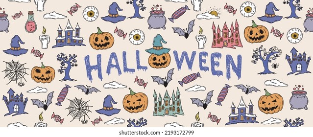 Halloween icon hand drawn illustrations.