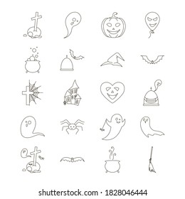 Halloween icon line art set. Holiday concept. Vector sign for design.