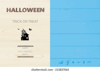 Halloween icon on wood background, eps vector