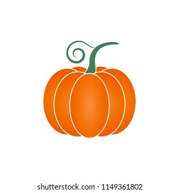 Halloween icon. Orange pumpkin. Vector illustration. Food template. Autumn symbol.