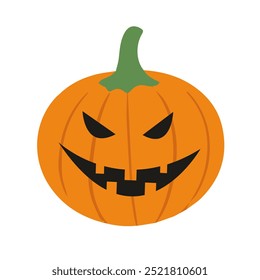 Halloween icon of scary pumpkin on white background. Jack-o-Lantern.