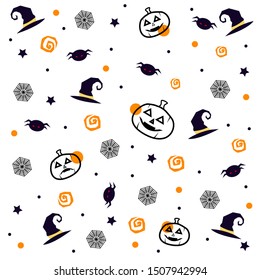Halloween icon seamless pattern. Decorative background , backdrop, and fabric.