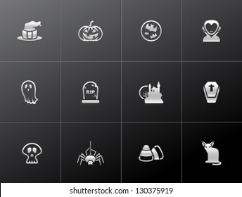 Halloween icon series in metallic style