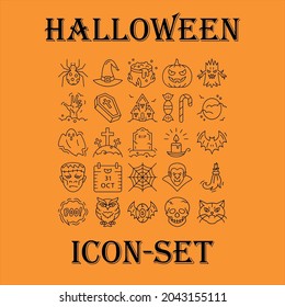 Halloween Icon Set with 25 Outline Icons