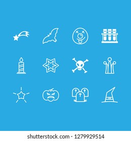 halloween icon set about star, alchemy, skeleton and clown vector set