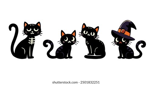 Halloween icon set black cat vector illustration vector illustration. Isolated