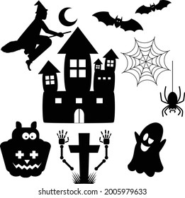 halloween icon set black night illustration