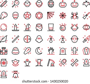Halloween Icon Set with Black Outline Style for Your UI Design or another Purposes