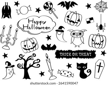 it is Halloween icon set. Black and White. 