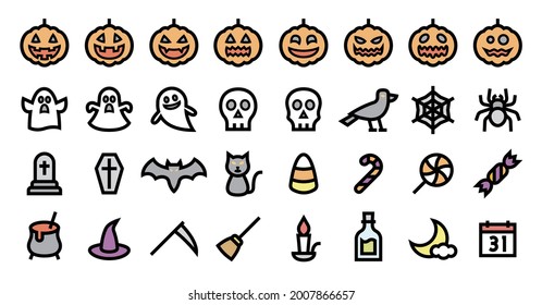 Halloween Icon Set (Bold outline Color version)