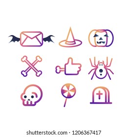 Halloween icon set. Cartoon set of halloween vector icons for web design