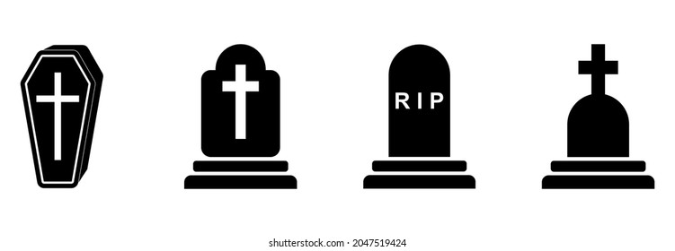 halloween icon set, coffin and tombstone icon vector set sign symbol