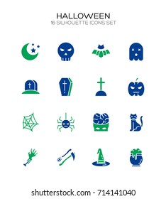 Halloween icon set. Collection of party line icons. High quality logos of ghost, horror, pumpkin on white background. Pack of symbols for design website, mobile app, printed material, etc.