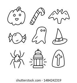 halloween icon set cute vector