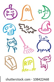 Halloween icon set in different colors