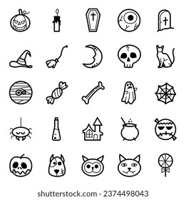 Halloween icon set. EdiTable stroke