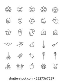 Halloween icon set. Editable vector stroke