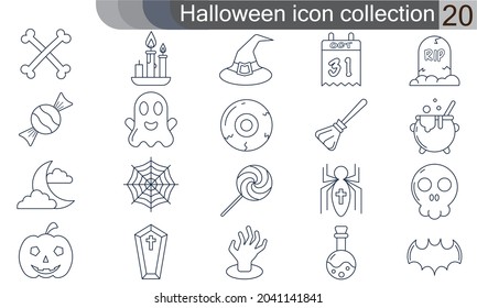 conjunto de iconos de Halloween conjunto de símbolos de diseño plano colección de imágenes vectoriales