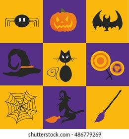 Halloween icon set. Flat design.