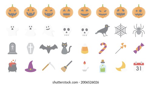 Halloween Icon Set (Flat Fill Version)