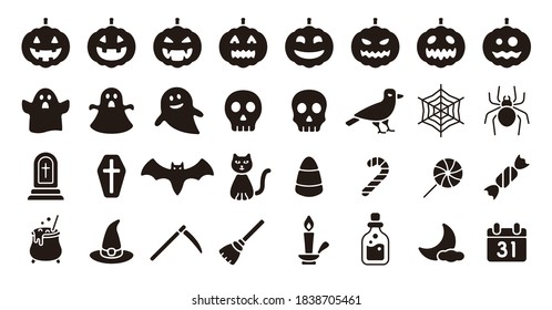Halloween Icon Set (Flat Silhouette Version)