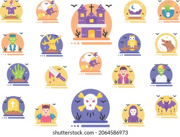 Halloween icon set in flat style
