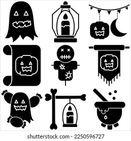 Halloween icon set glyph style part two