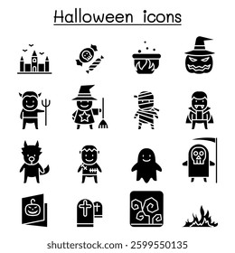 Halloween icon set in glyph style