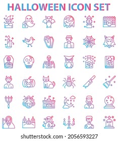 Halloween icon set gradient design