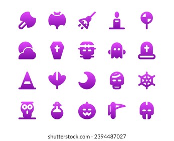 Halloween Icon Set Gradient Filled Style. Cultural Theme Icon Pack, Perfect for Websites, Landing Pages, Mobile Apps, and Presentations. Suitable for UI UX.