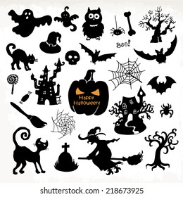 Halloween icon set. Hand draw vector illustration