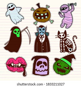Halloween icon set. Hand-drawn vector illustration ,It can be used for halloween party, posters, greeting cards, fashion design.