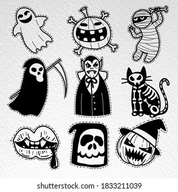 Halloween icon set. Hand-drawn vector illustration ,It can be used for halloween party, posters, greeting cards, fashion design.