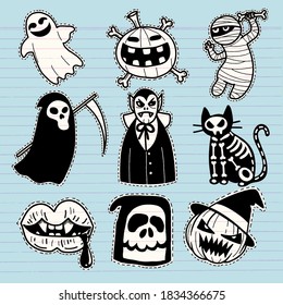 Halloween icon set. Hand-drawn vector illustration ,It can be used for halloween party, posters, greeting cards, fashion design.