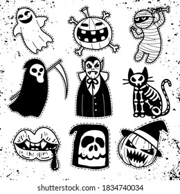 Halloween icon set. Hand-drawn vector illustration ,It can be used for halloween party, posters, greeting cards, fashion design.