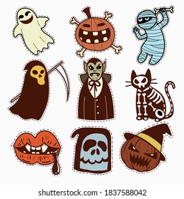 Halloween icon set. Hand-drawn vector illustration ,It can be used for halloween party, posters, greeting cards, fashion design.