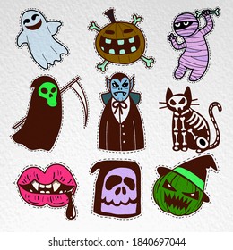 Halloween icon set. Hand-drawn vector illustration ,It can be used for halloween party, posters, greeting cards, fashion design.