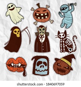 Halloween icon set. Hand-drawn vector illustration ,It can be used for halloween party, posters, greeting cards, fashion design.