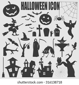 Halloween icon set. Holiday design. Vector illustration.