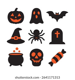 Halloween icon set horror element monochrome icon 