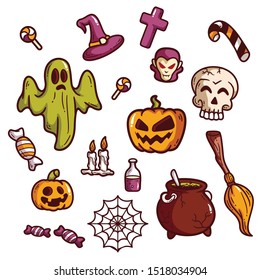 Halloween icon set.Set of halloween icons for your design. Flat design. Halloween symbols.