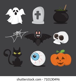  Halloween icon set isolate on white background. vector illustration